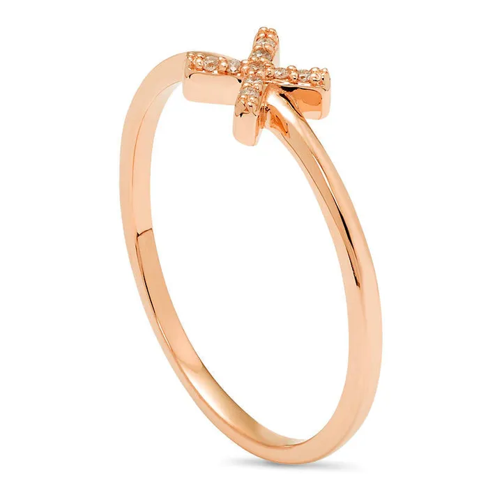 Rings Goldia Natural Diamond Accent X Ring in Solid 10K Rose Gold Rings Goldia Natural Diamond Accent X Ring in Solid 10K Rose Gold