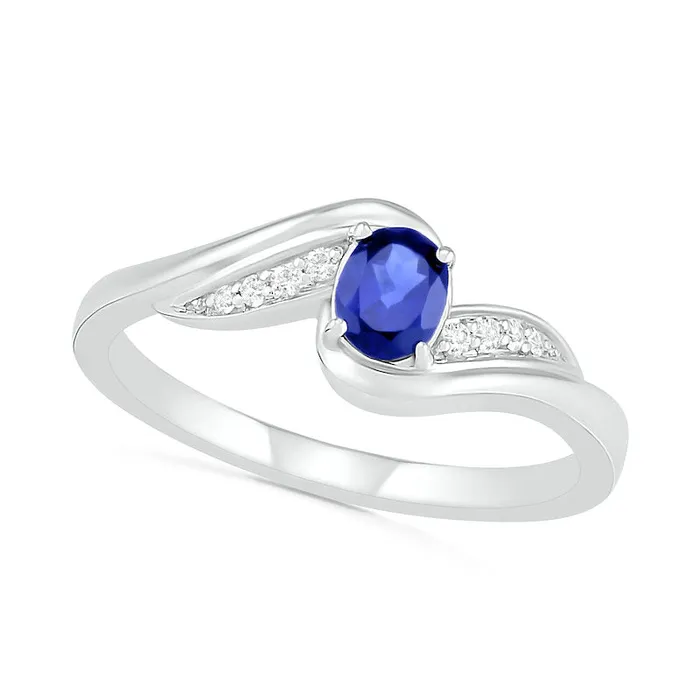Rings Goldia Oval LabCreated Blue and White Sapphire Bypass Wave Ring in Sterling Silver Rings Goldia Oval LabCreated Blue and White Sapphire Bypass Wave Ring in Sterling Silver
