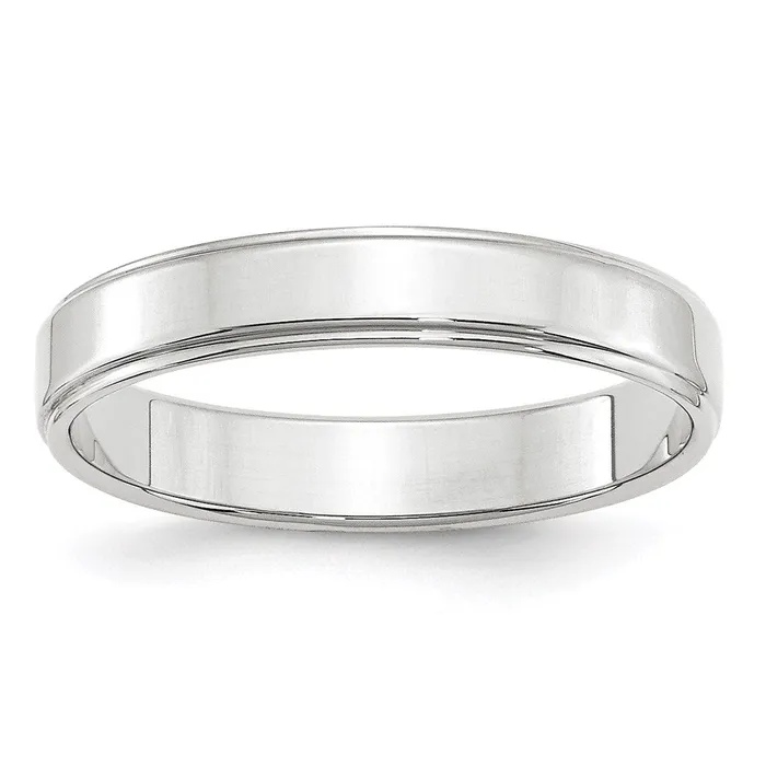 Rings Goldia Solid 10K White Gold 4mm Flat with Step Edge MensWomens Wedding Band Ring Size 45 Rings Goldia Solid 10K White Gold 4mm Flat with Step Edge MensWomens Wedding Band Ring Size 45
