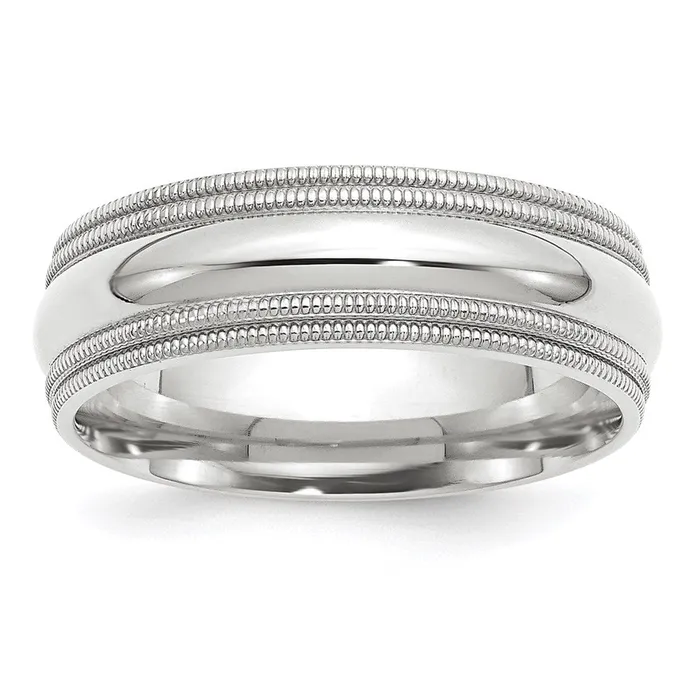 Rings Goldia Solid 10K White Gold 7mm Double Milgrain Comfort Fit MensWomens Wedding Band Ring Size 7 Rings Goldia Solid 10K White Gold 7mm Double Milgrain Comfort Fit MensWomens Wedding Band Ring Size 7