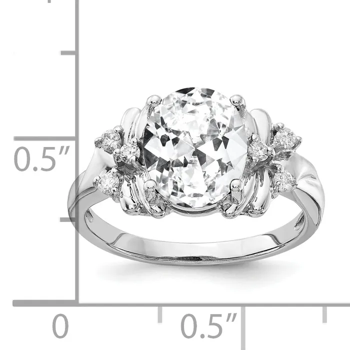 Rings Goldia Solid 14k White Gold 10x8mm Oval Cubic Zirconia AA Simulated CZ Ring