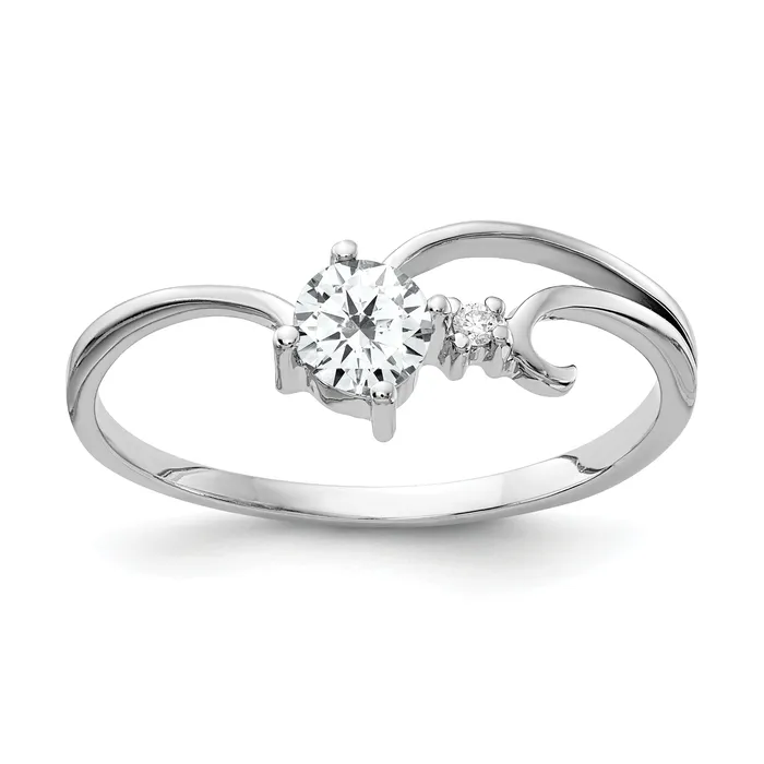 Rings Goldia Solid 14k White Gold 4mm Cubic Zirconia VS Simulated CZ Ring