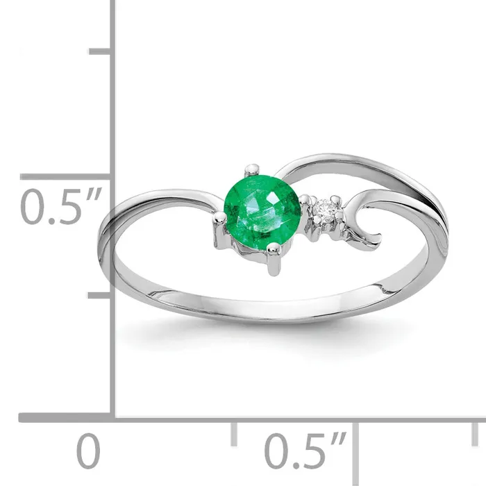 Rings Goldia Solid 14k White Gold 4mm Simulated Emerald VS CZ Ring