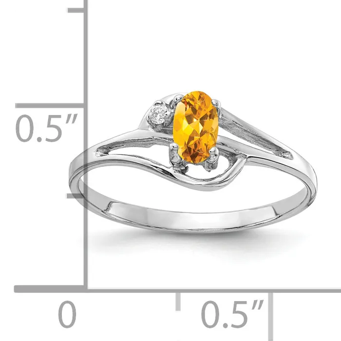 Rings Goldia Solid 14k White Gold 5x3mm Oval Simulated Citrine VS CZ Ring