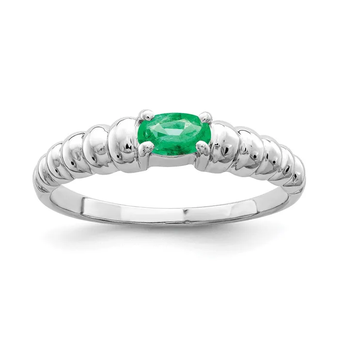 Rings Goldia Solid 14k White Gold 5x3mm Oval Simulated Emerald Ring