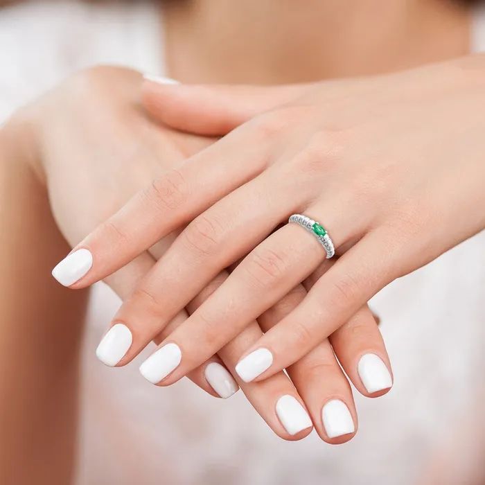 Rings Goldia Solid 14k White Gold 5x3mm Oval Simulated Emerald Ring Rings Goldia Solid 14k White Gold 5x3mm Oval Simulated Emerald Ring