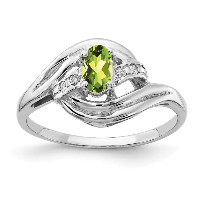 Rings Goldia Solid 14k White Gold 5x3mm Oval Simulated Peridot A CZ Ring