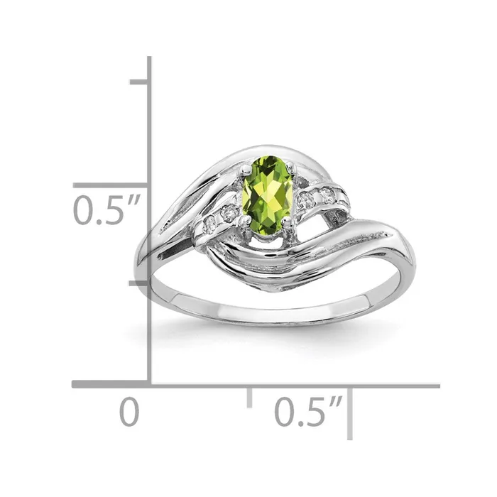 Rings Goldia Solid 14k White Gold 5x3mm Oval Simulated Peridot A CZ Ring