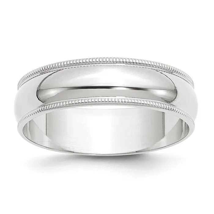 Rings Goldia Solid 14K White Gold 6mm Light Weight Milgrain Half Round MensWomens Wedding Band Ring Size 125 Rings Goldia Solid 14K White Gold 6mm Light Weight Milgrain Half Round MensWomens Wedding Band Ring Size 125