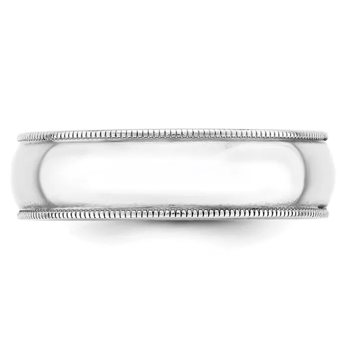Rings Goldia Solid 14K White Gold 6mm Light Weight Milgrain Half Round MensWomens Wedding Band Ring Size 125 Rings Goldia Solid 14K White Gold 6mm Light Weight Milgrain Half Round MensWomens Wedding Band Ring Size 125