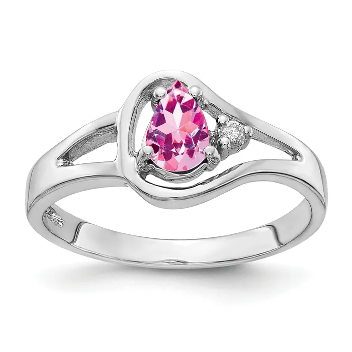 Rings Goldia Solid 14k White Gold 6x4mm Pear PinK Simulated Sapphire AA CZ Ring Rings Goldia Solid 14k White Gold 6x4mm Pear PinK Simulated Sapphire AA CZ Ring
