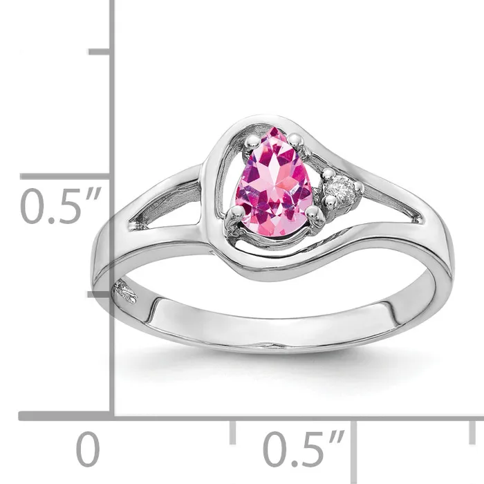 Rings Goldia Solid 14k White Gold 6x4mm Pear PinK Simulated Sapphire AA CZ Ring
