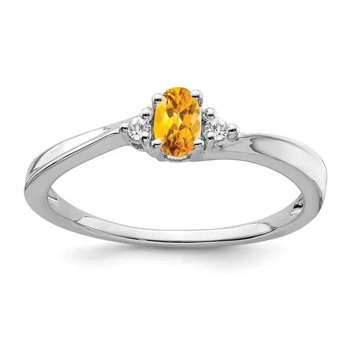 Rings Goldia Solid 14k White Gold Simulated Citrine and CZ Ring