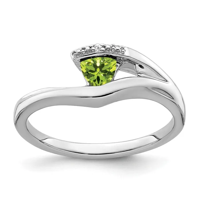 Rings Goldia Solid 14k White Gold Trillion Simulated Peridot and CZ Ring Rings Goldia Solid 14k White Gold Trillion Simulated Peridot and CZ Ring