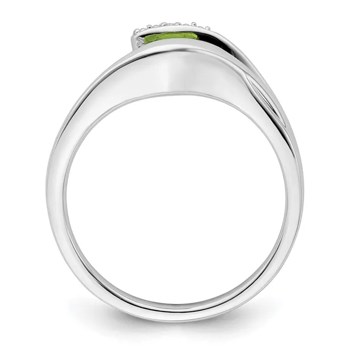 Rings Goldia Solid 14k White Gold Trillion Simulated Peridot and CZ Ring