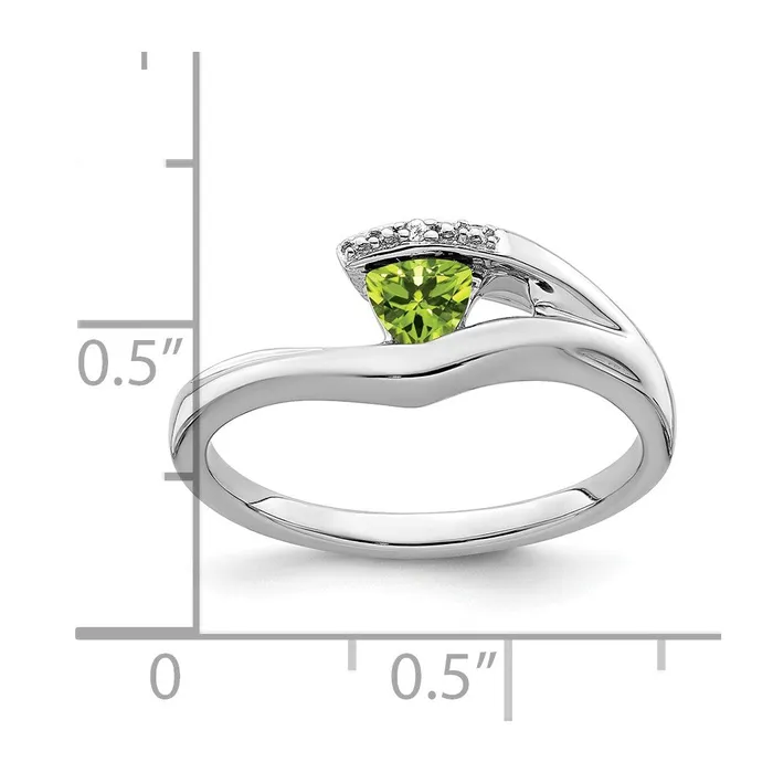 Rings Goldia Solid 14k White Gold Trillion Simulated Peridot and CZ Ring