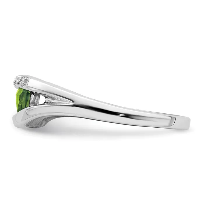 Rings Goldia Solid 14k White Gold Trillion Simulated Peridot and CZ Ring
