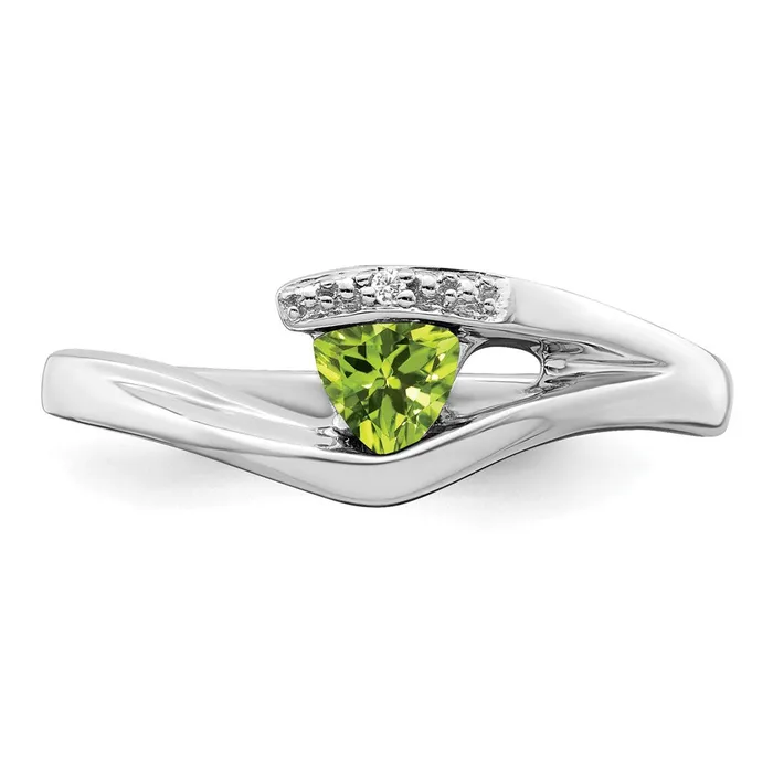 Rings Goldia Solid 14k White Gold Trillion Simulated Peridot and CZ Ring