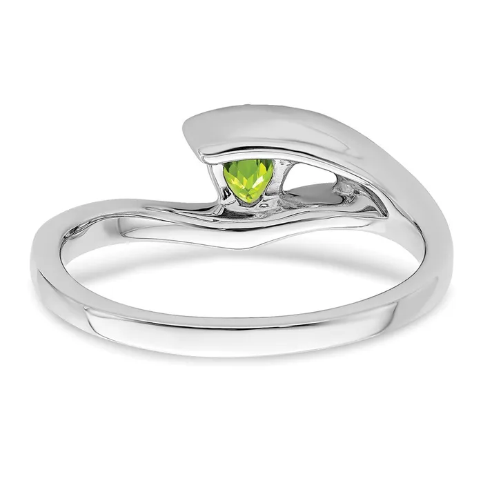 Rings Goldia Solid 14k White Gold Trillion Simulated Peridot and CZ Ring