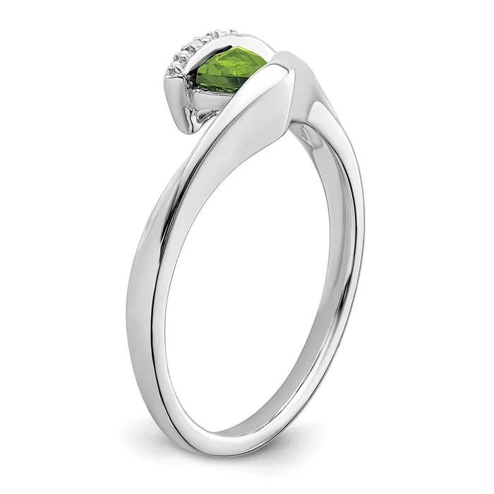 Rings Goldia Solid 14k White Gold Trillion Simulated Peridot and CZ Ring