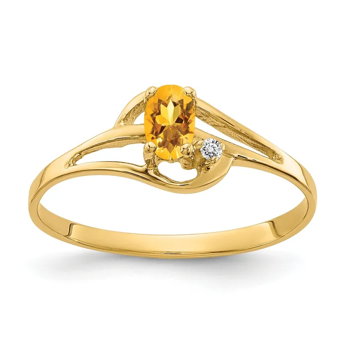 Rings Goldia Solid 14k Yellow Gold 5x3mm Oval Simulated Citrine AAA CZ Ring