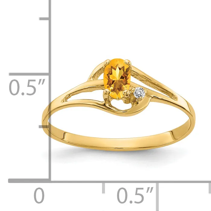 Rings Goldia Solid 14k Yellow Gold 5x3mm Oval Simulated Citrine AAA CZ Ring