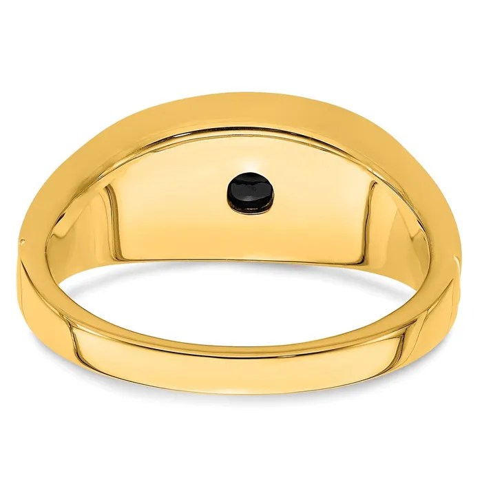 Rings Goldia Solid 14k Yellow Gold Simulated Onyx and CZ Mens Ring