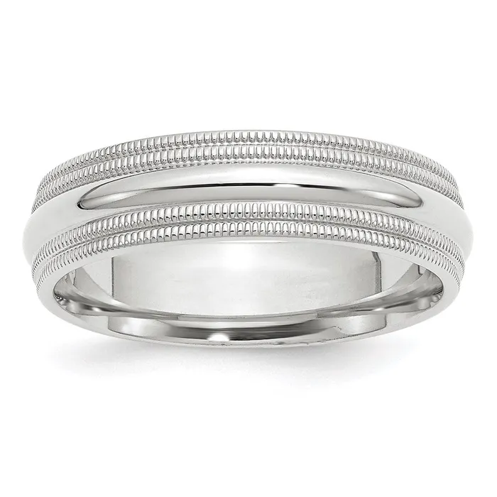 Rings Goldia Solid 18K White Gold 6mm Double Milgrain Comfort Fit MensWomens Wedding Band Ring Size 75 Rings Goldia Solid 18K White Gold 6mm Double Milgrain Comfort Fit MensWomens Wedding Band Ring Size 75