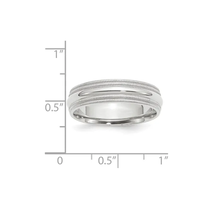 Rings Goldia Solid 18K White Gold 6mm Double Milgrain Comfort Fit MensWomens Wedding Band Ring Size 75 Rings Goldia Solid 18K White Gold 6mm Double Milgrain Comfort Fit MensWomens Wedding Band Ring Size 75