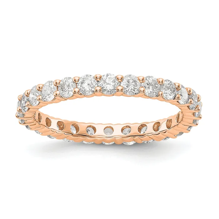 Rings Goldia Solid Real 14k Rose Gold 15CT Shared Prong CZ Eternity Wedding Band Ring Rings Goldia Solid Real 14k Rose Gold 15CT Shared Prong CZ Eternity Wedding Band Ring
