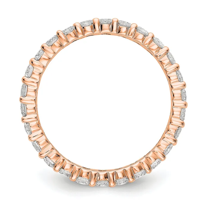 Rings Goldia Solid Real 14k Rose Gold 15CT Shared Prong CZ Eternity Wedding Band Ring