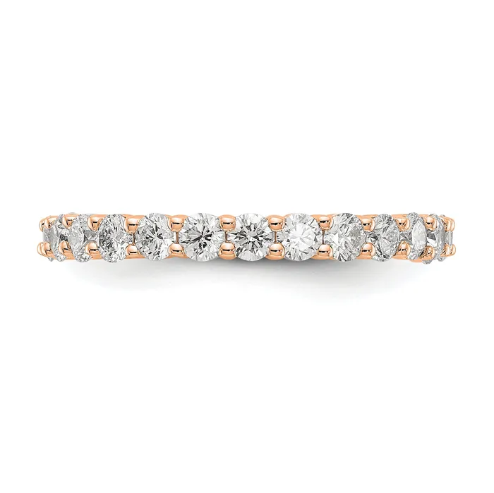 Rings Goldia Solid Real 14k Rose Gold 15CT Shared Prong CZ Eternity Wedding Band Ring