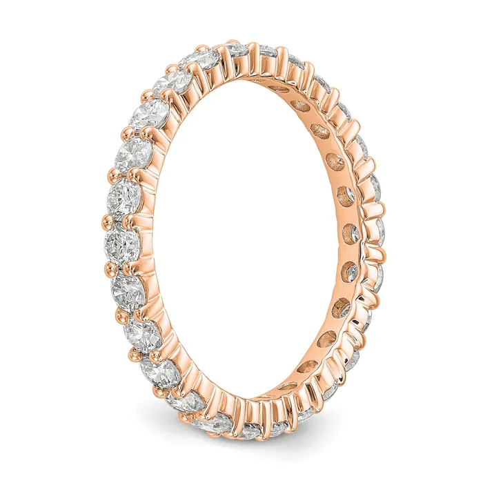Rings Goldia Solid Real 14k Rose Gold 15CT Shared Prong CZ Eternity Wedding Band Ring