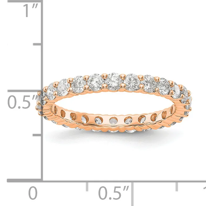 Rings Goldia Solid Real 14k Rose Gold 15CT Shared Prong CZ Eternity Wedding Band Ring
