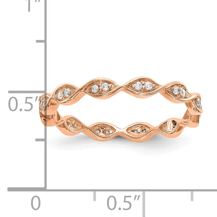 Rings Goldia Solid Real 14k White Gold Polished 12 CT 3 Row Vintage Pave CZ Eternity Wedding Band Ring