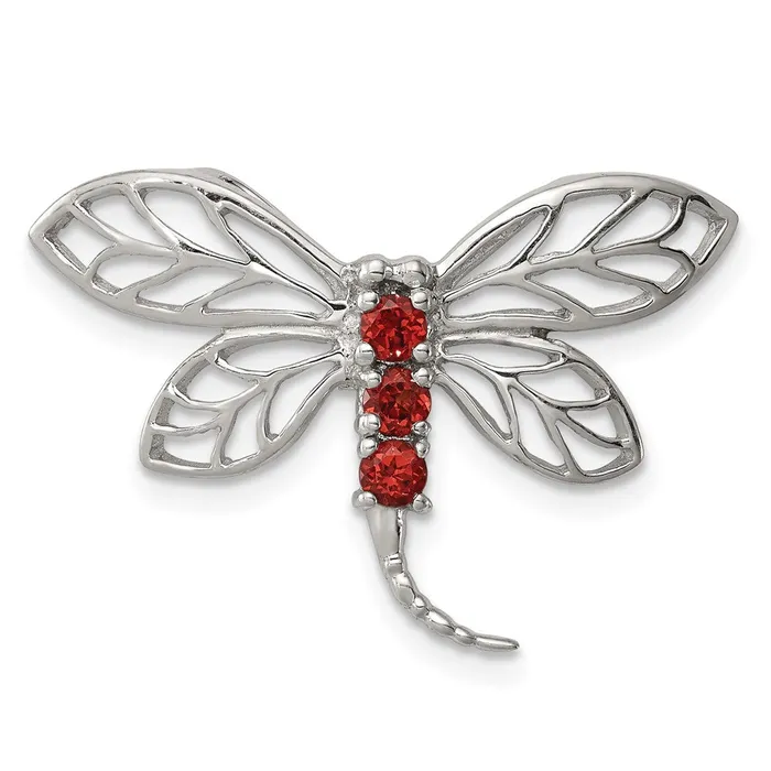 Rings Goldia Sterling Silver Rhodium Garnet Dragonfly Chain Slide