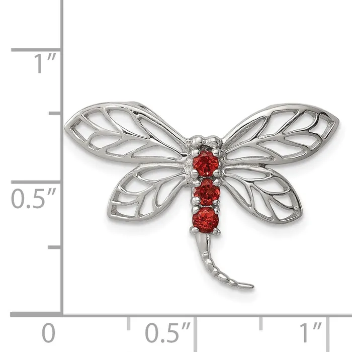Rings Goldia Sterling Silver Rhodium Garnet Dragonfly Chain Slide