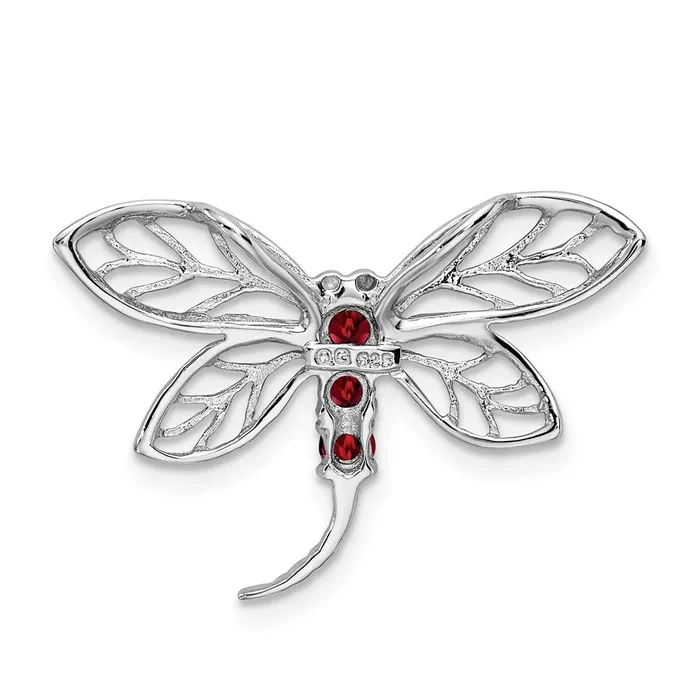 Rings Goldia Sterling Silver Rhodium Garnet Dragonfly Chain Slide