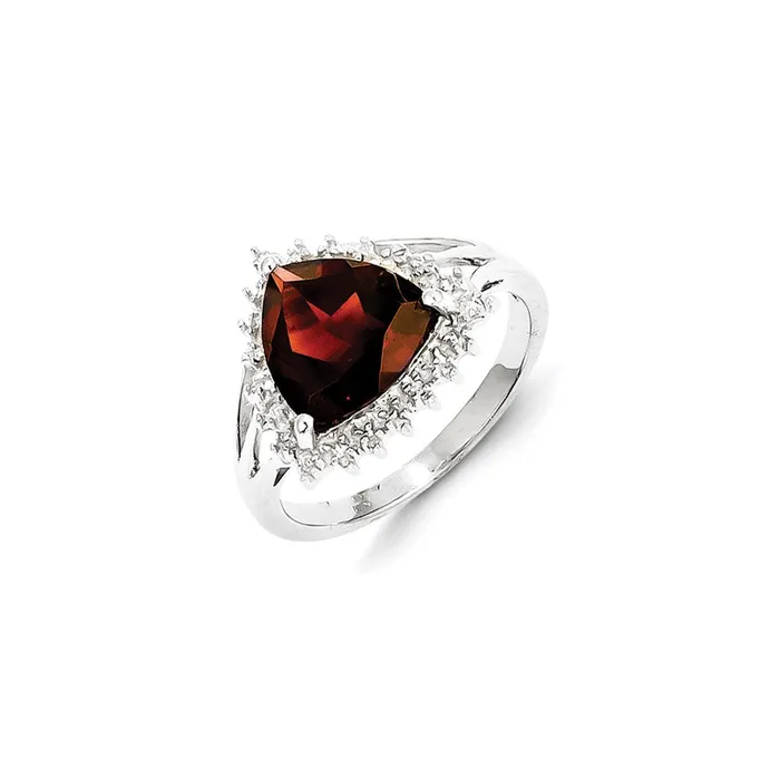 Rings Goldia Sterling Silver Rhodium Trillion Garnet u0026 Diamond Ring