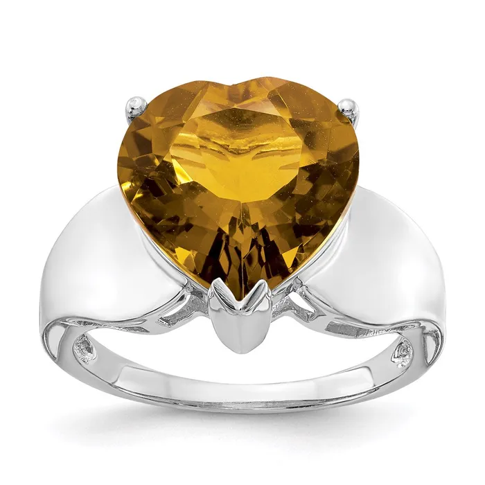 Rings Goldia Sterling Silver Rhodium Whiskey Quartz Ring