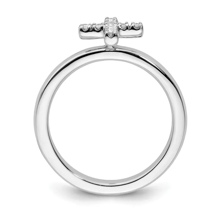 Rings Goldia Sterling Silver Stackable Expressions Cross Diamond Ring