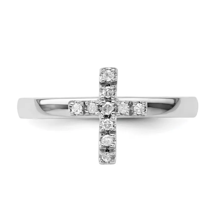 Rings Goldia Sterling Silver Stackable Expressions Cross Diamond Ring
