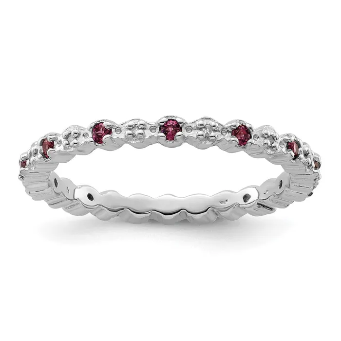 Rings Goldia Sterling Silver Stackable Expressions Rhod Garnet u0026 Diamond Ring Rings Goldia Sterling Silver Stackable Expressions Rhod Garnet u0026 Diamond Ring