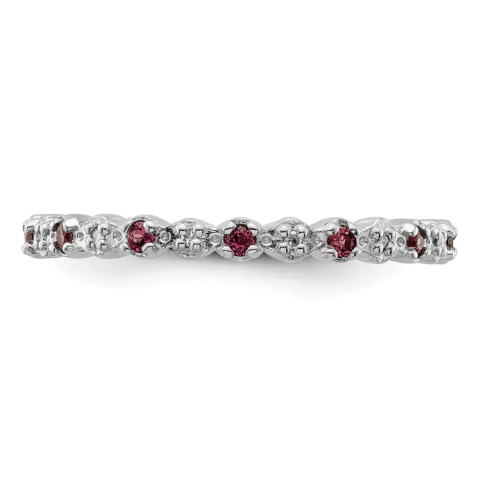 Rings Goldia Sterling Silver Stackable Expressions Rhod Garnet u0026 Diamond Ring