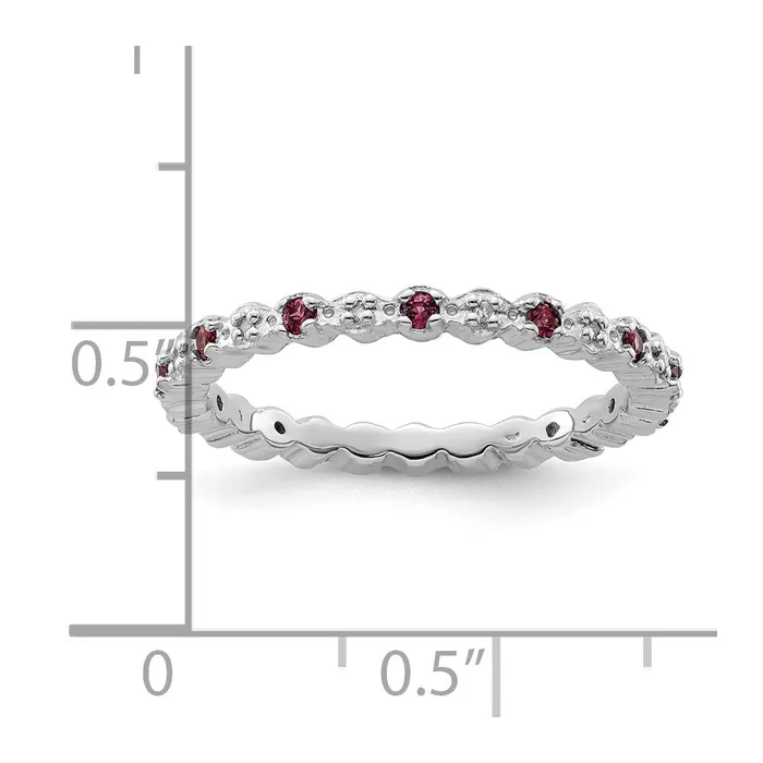 Rings Goldia Sterling Silver Stackable Expressions Rhod Garnet u0026 Diamond Ring