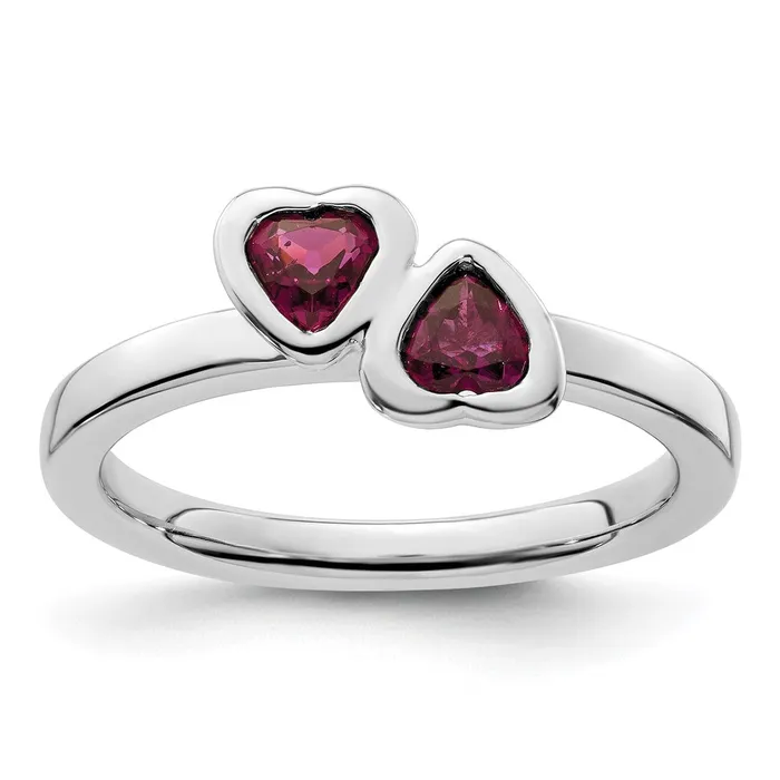 Rings Goldia Sterling Silver Stackable Expressions Rhodolite Garnet Double Heart Ring Rings Goldia Sterling Silver Stackable Expressions Rhodolite Garnet Double Heart Ring