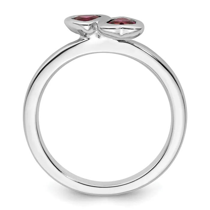 Rings Goldia Sterling Silver Stackable Expressions Rhodolite Garnet Double Heart Ring