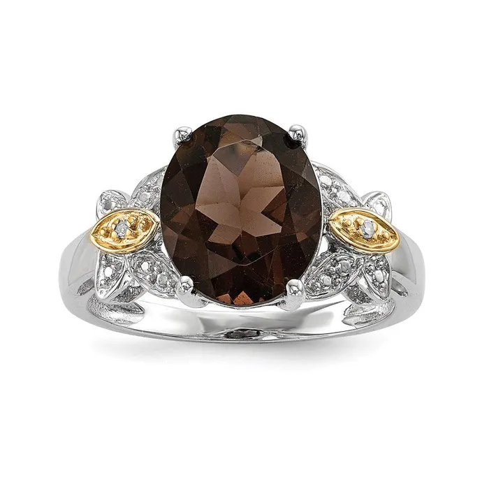 Rings Goldia Sterling Silver u0026 14K Smoky Quartz and Diamond Ring