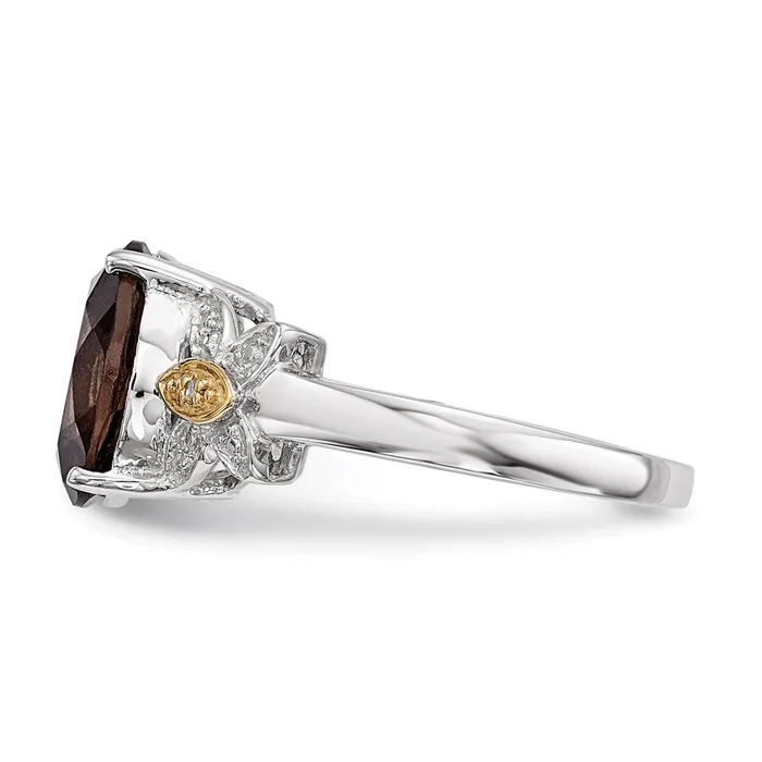 Rings Goldia Sterling Silver u0026 14K Smoky Quartz and Diamond Ring