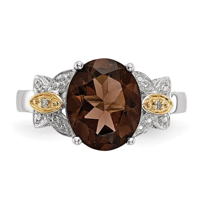 Rings Goldia Sterling Silver u0026 14K Smoky Quartz and Diamond Ring